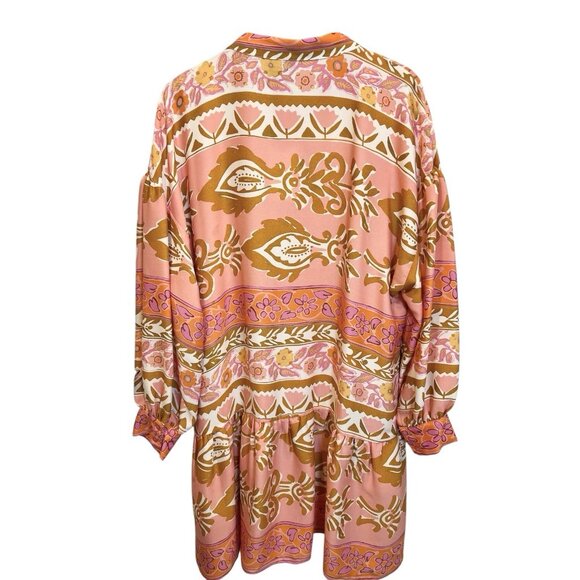 Alex Marie Wren Banded Collar Dress Size 14 Long Sleeves A-Line Button Front - Picture 4 of 12